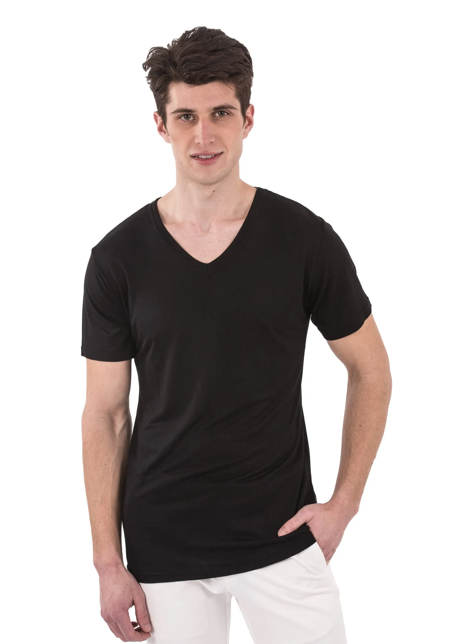 100% Bamboo Men's Short Sleeve V-Neck