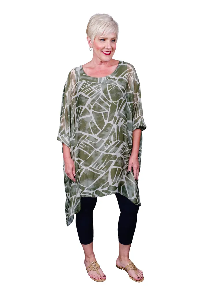 Alessia Geo Print Silk Kaftan Tunic (TQ202G)