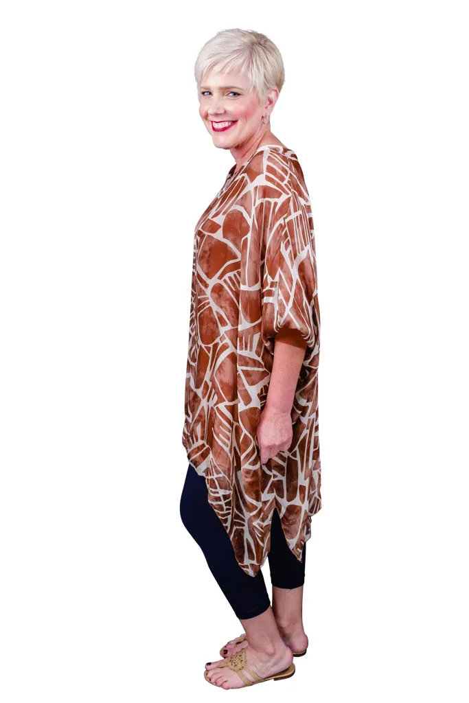 Alessia Geo Print Silk Kaftan Tunic (TQ202G)