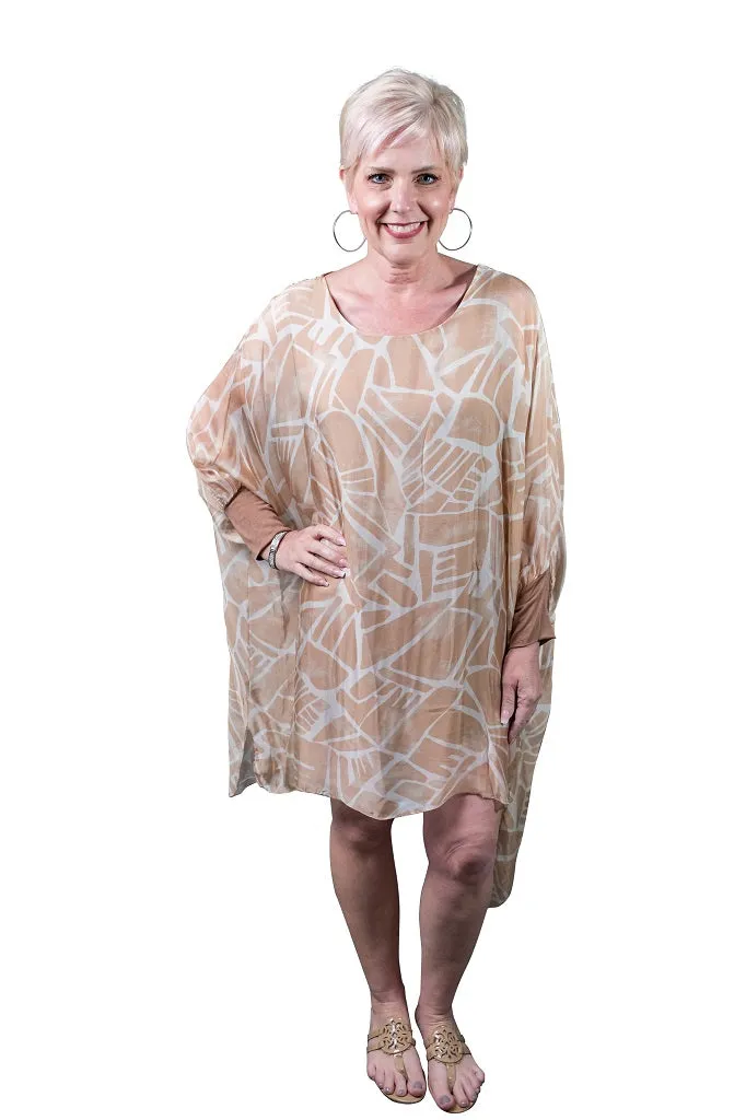 Alessia Geo Print Silk Kaftan Tunic (TQ202G)