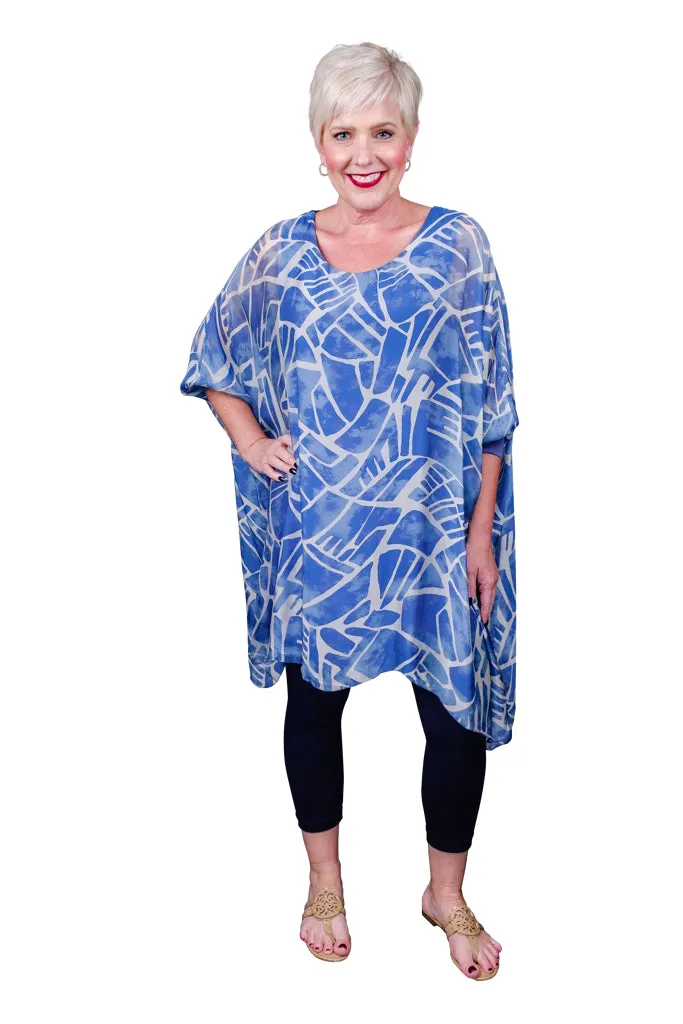 Alessia Geo Print Silk Kaftan Tunic (TQ202G)