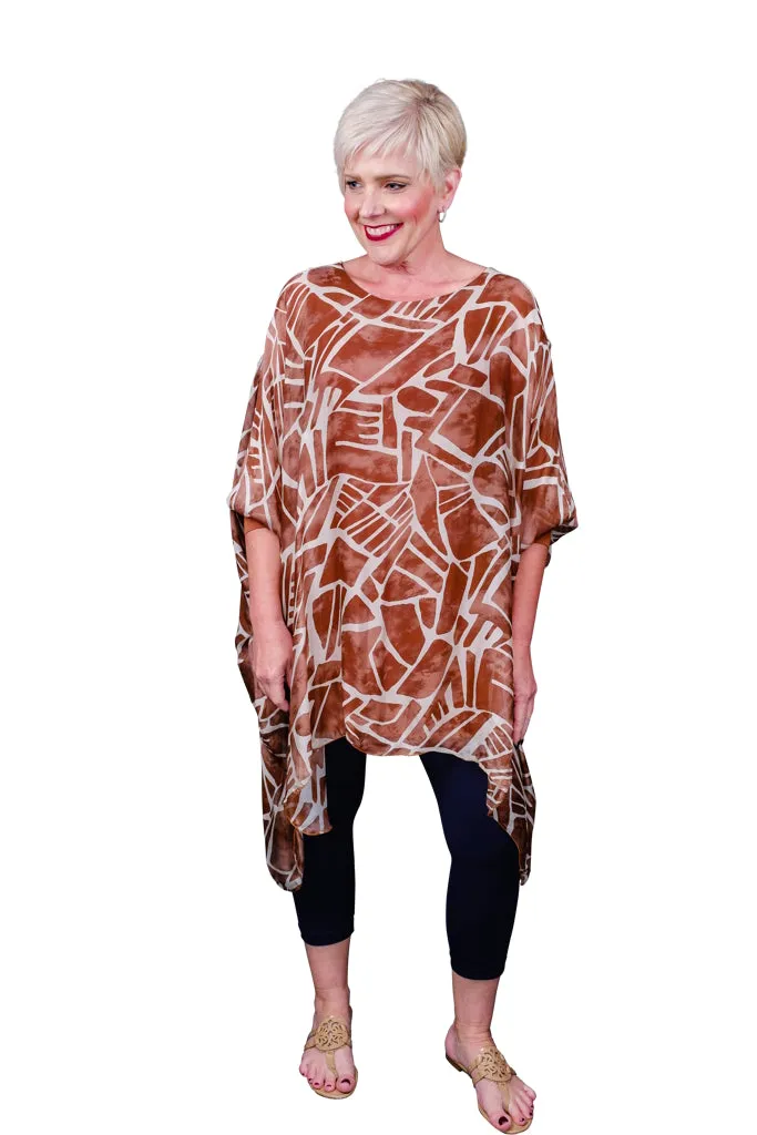 Alessia Geo Print Silk Kaftan Tunic (TQ202G)