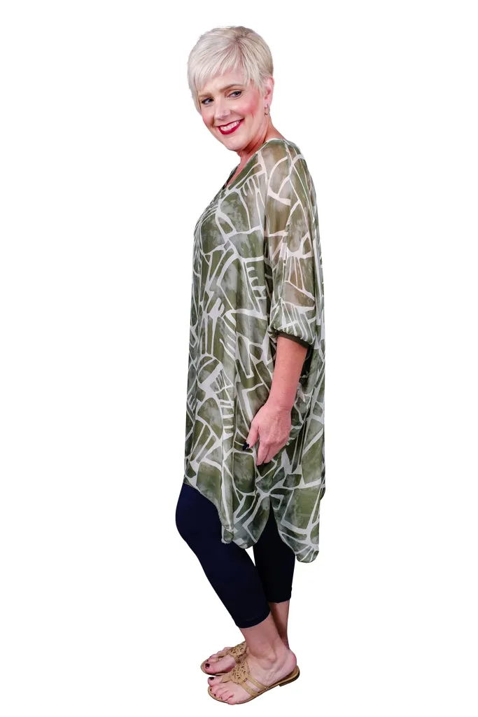 Alessia Geo Print Silk Kaftan Tunic (TQ202G)