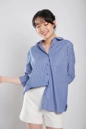 Amilea Striped Shirts in Navy Blue