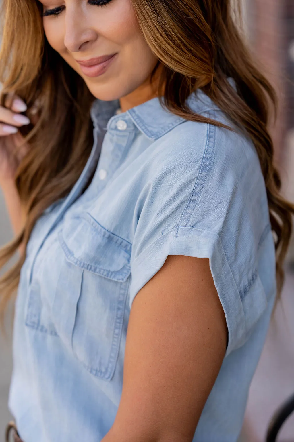 Chambray Two Pocket Blouse