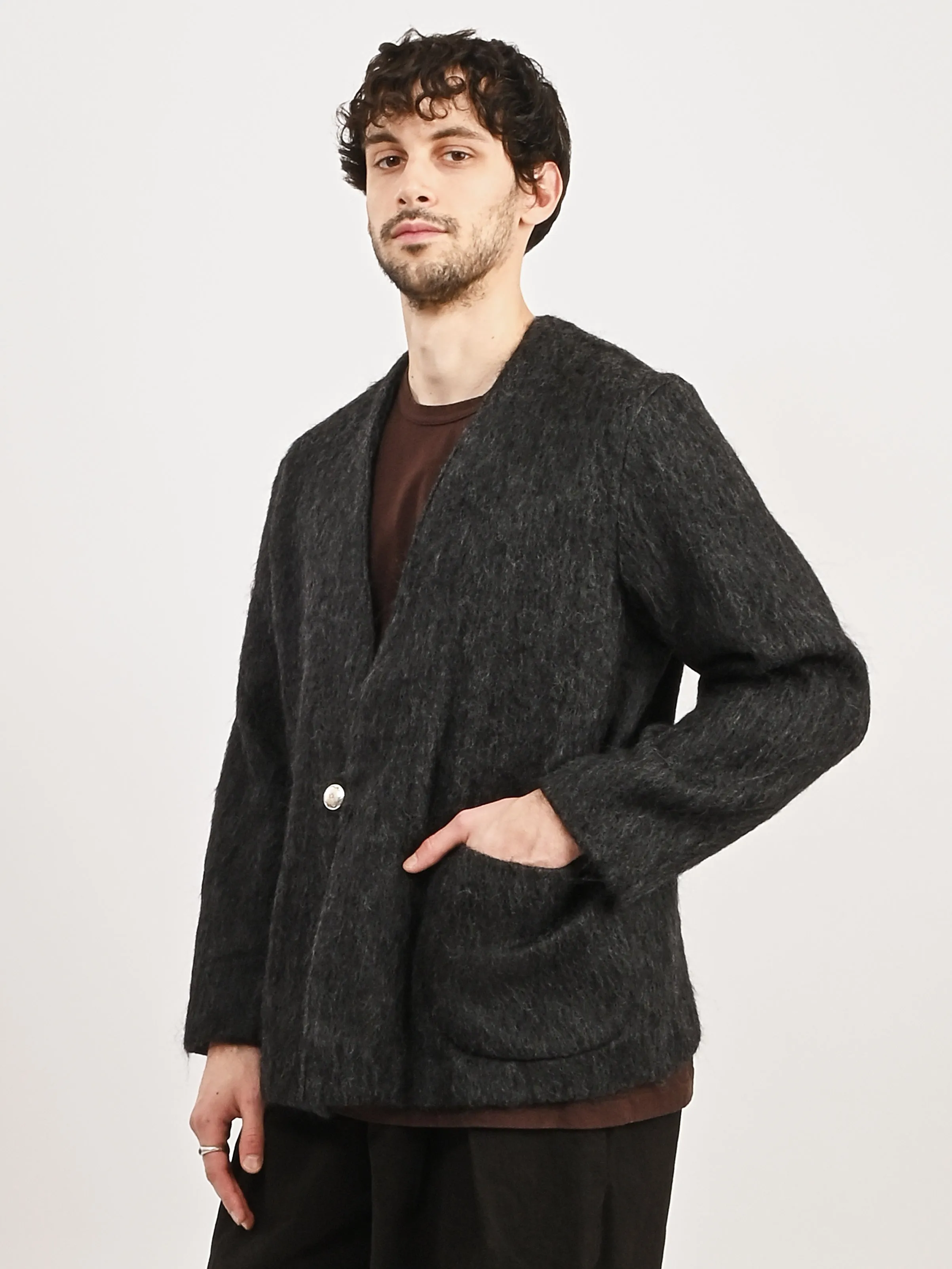 Charcoal Grey Mohair Cardigan