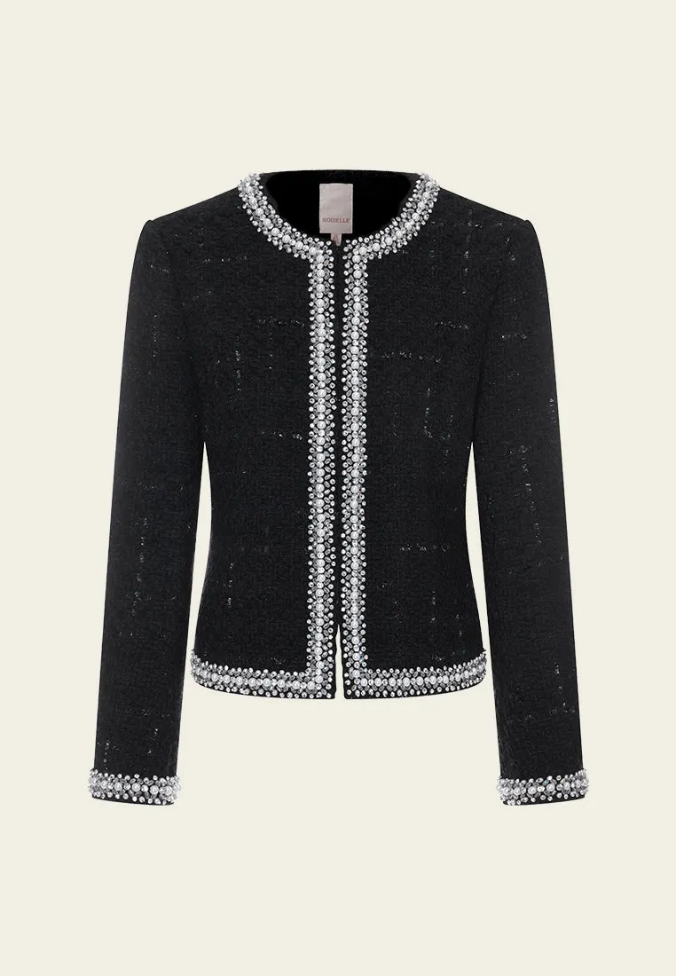 Contrasting Embellished-trim Lurex-detail Jacket