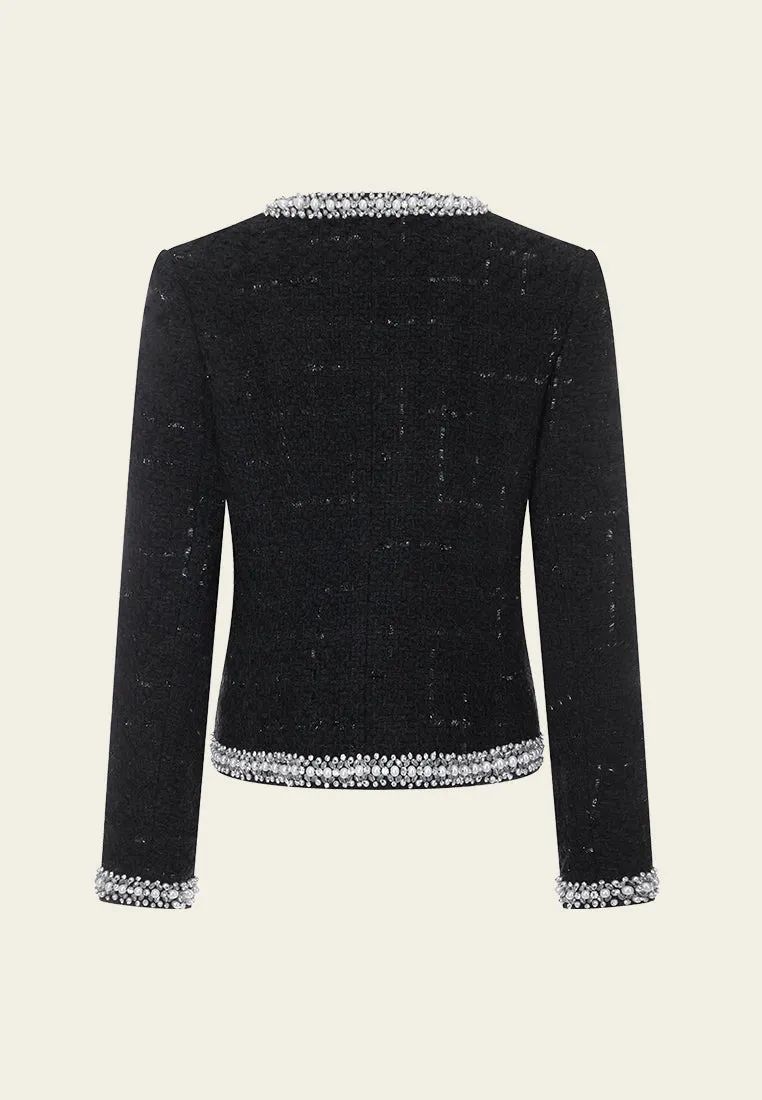 Contrasting Embellished-trim Lurex-detail Jacket