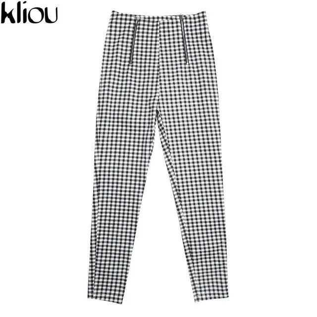 Cotton Comfortable Women Plaid Pants