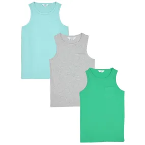 FB-3762 Aqua, Green, Dark Mélange 3PK Tank Tops