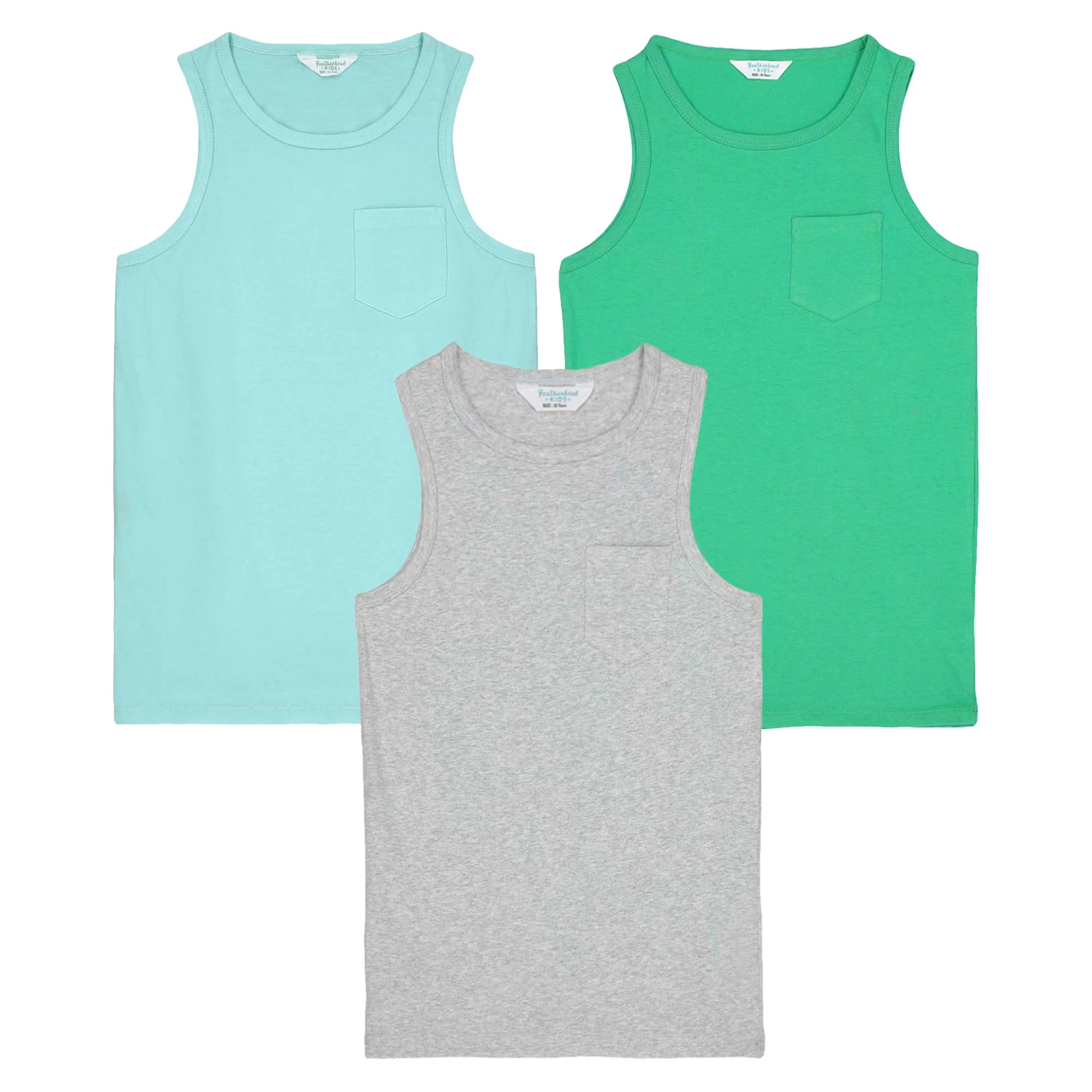 FB-3762 Aqua, Green, Dark Mélange 3PK Tank Tops