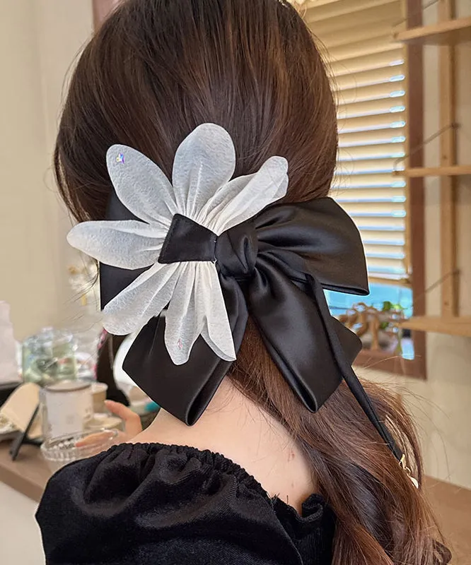 Fine Black Alloy Cloth Tulle Bow Hairpin  RA034