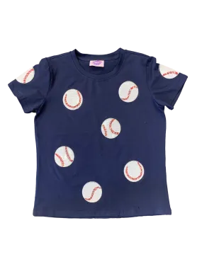 Fly Balls NAVY Blue Baseball Tee