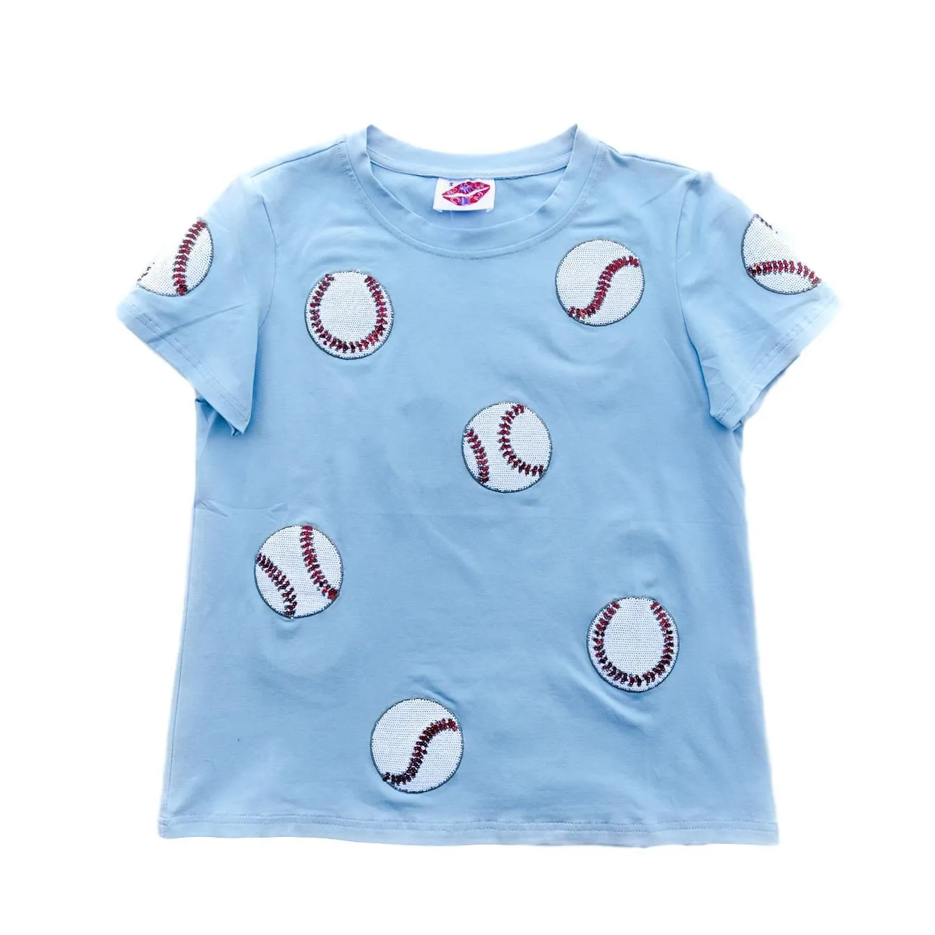 Fly Balls Powder Blue Baseball Tee