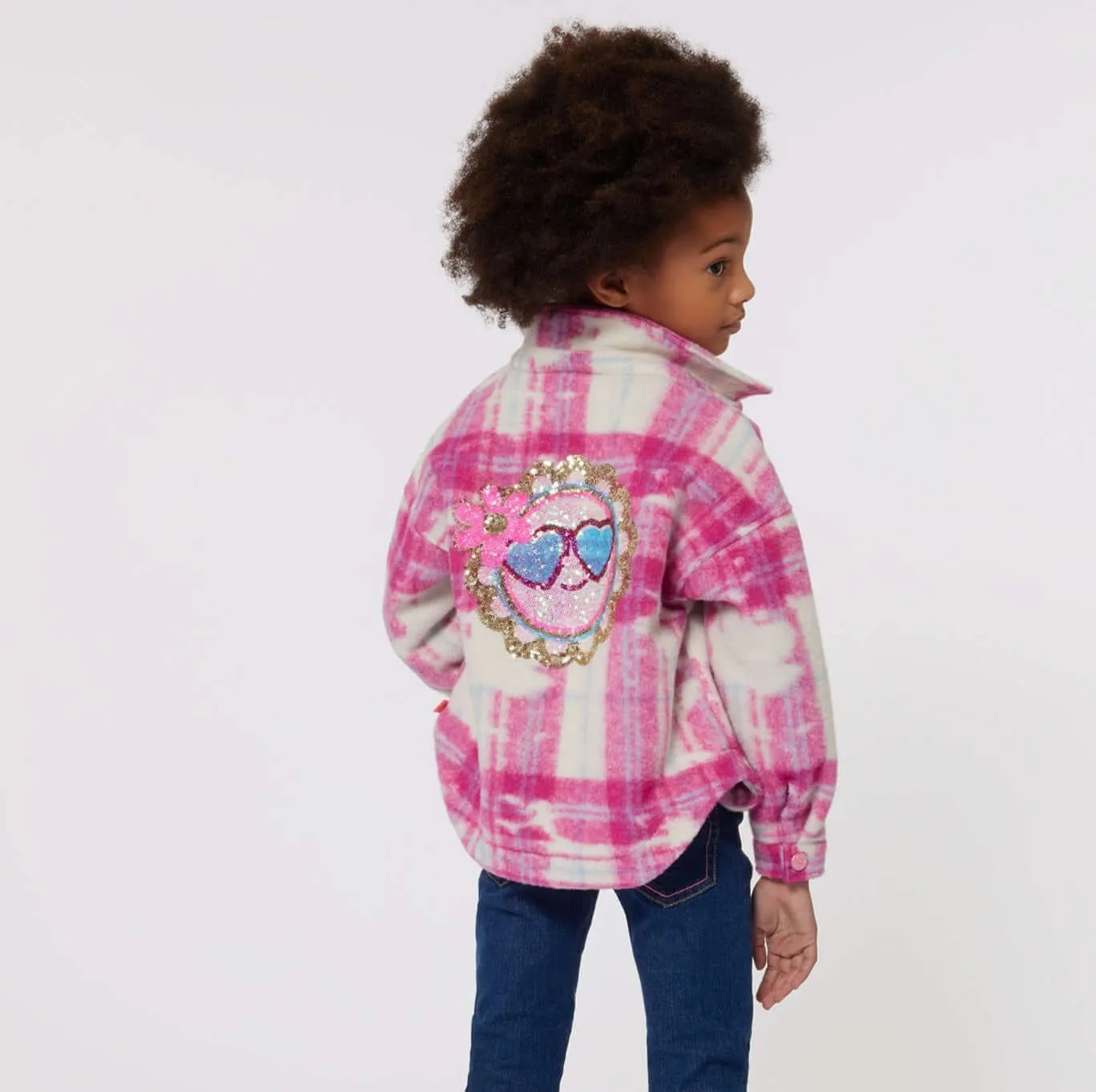 Girls Pink Checked Overshirt Jacket