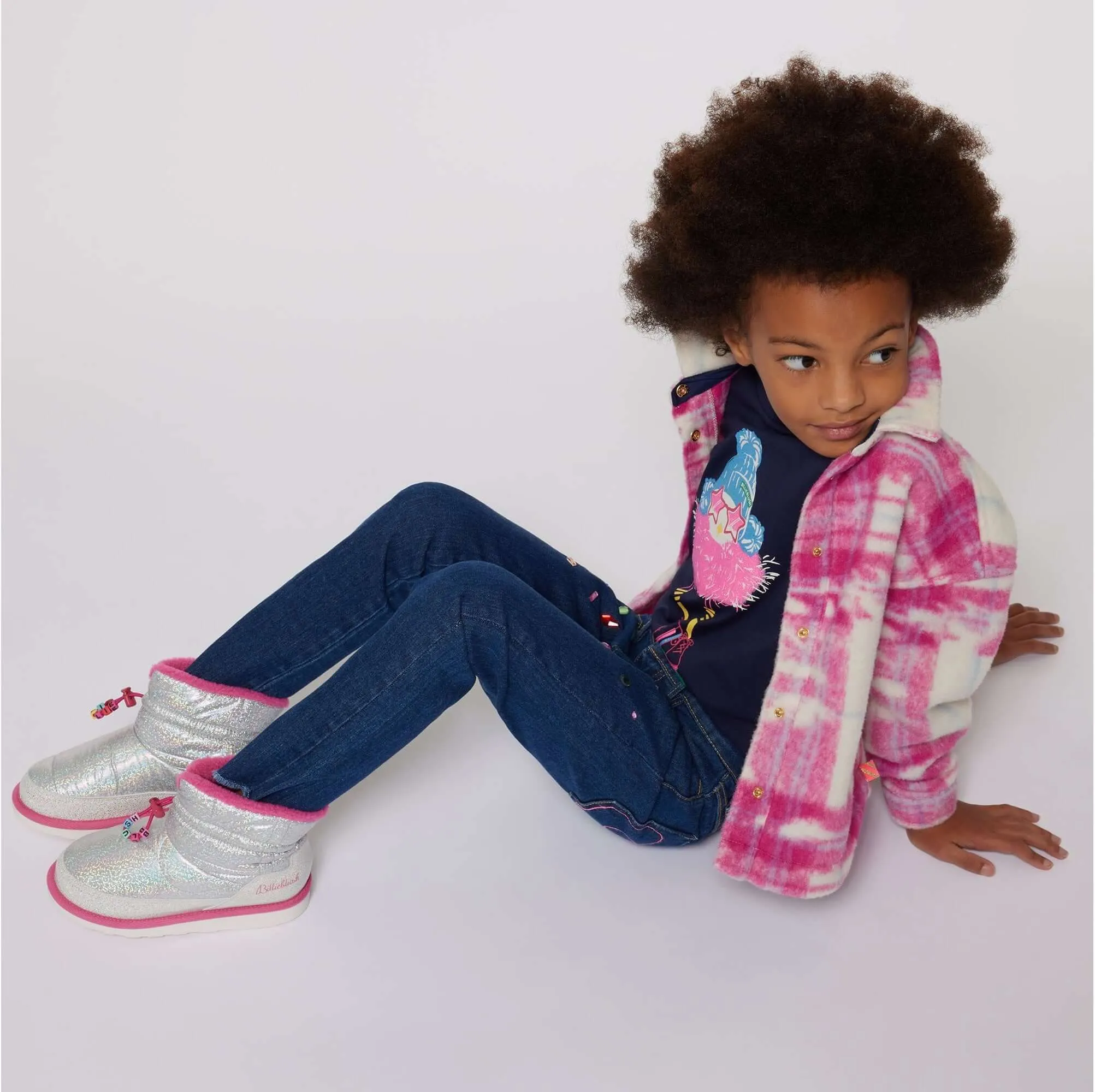 Girls Pink Checked Overshirt Jacket