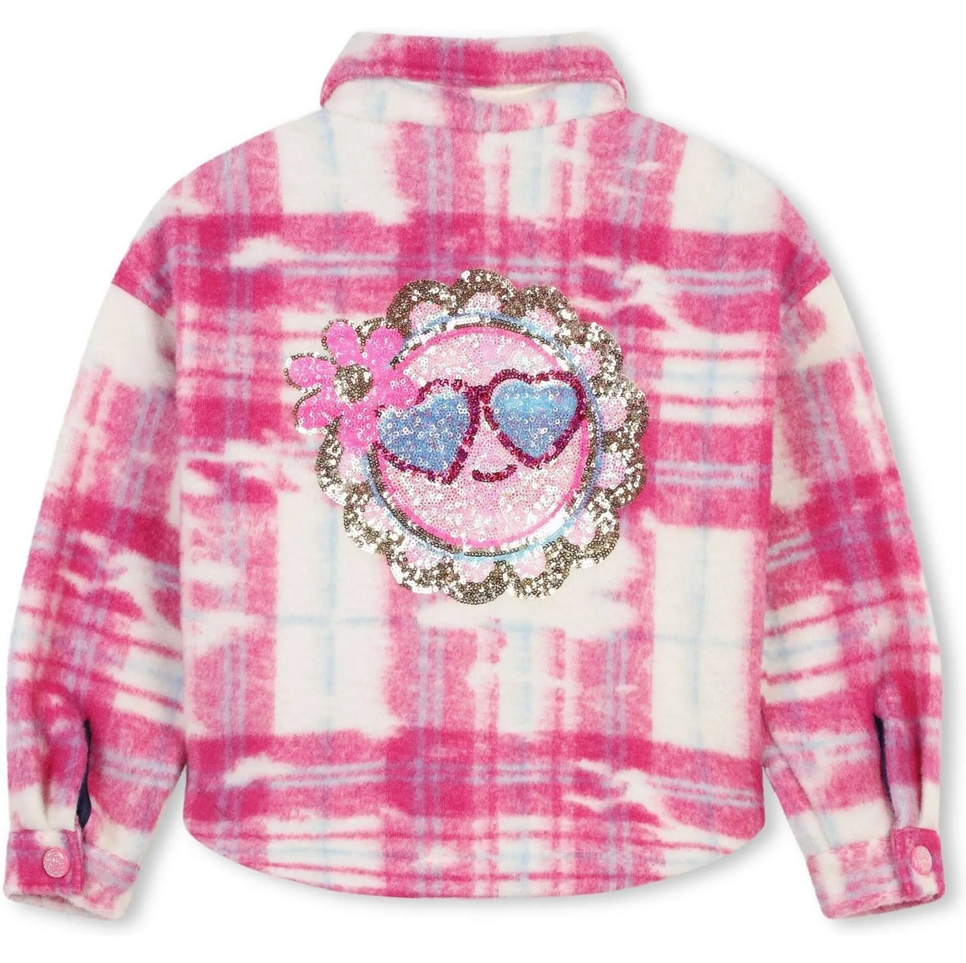 Girls Pink Checked Overshirt Jacket