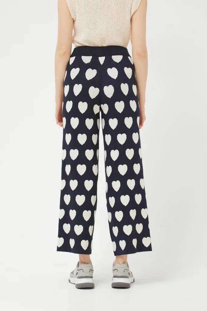 Heart Print Knit Pants