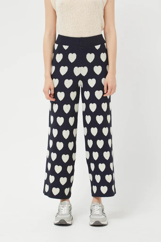 Heart Print Knit Pants