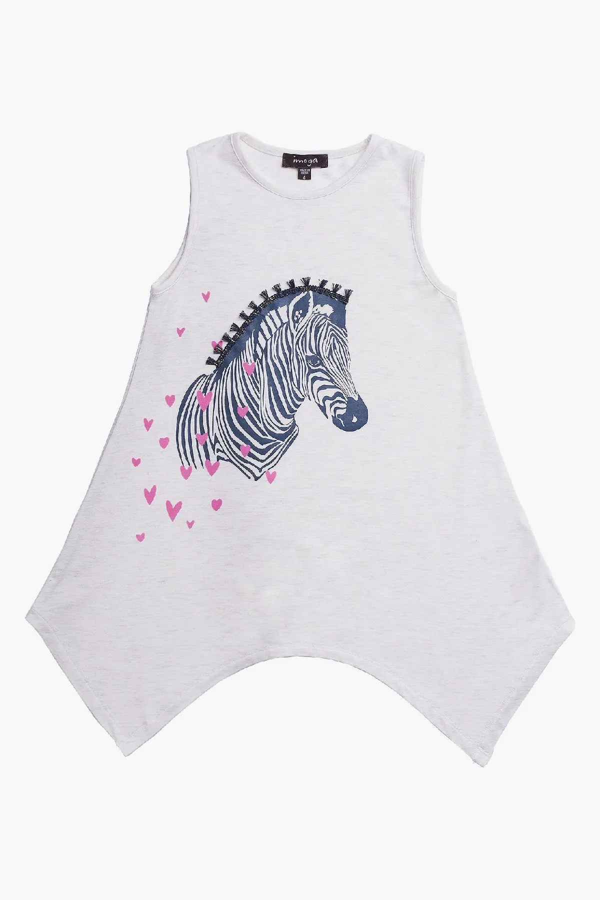 Imoga Beth Girls Tunic Top - Zebra Oatmeal