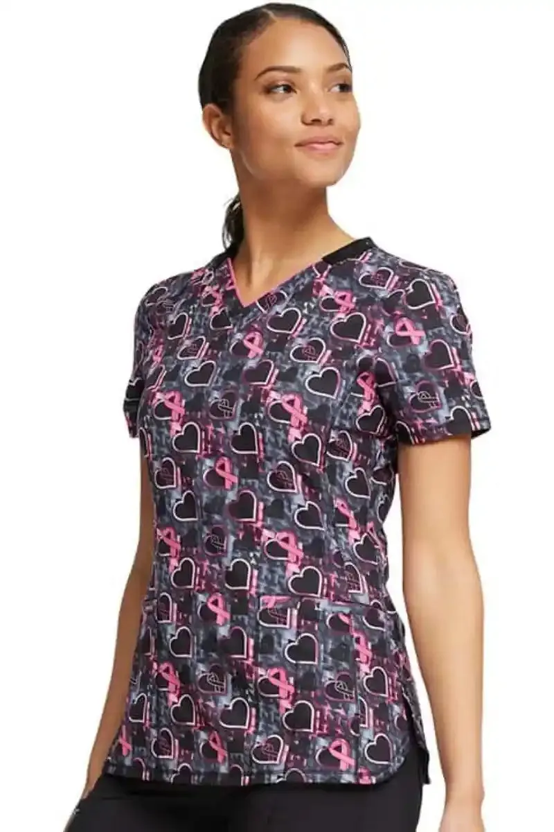 Infinity Women's Print V-neck Scrub Top | Caring Beats