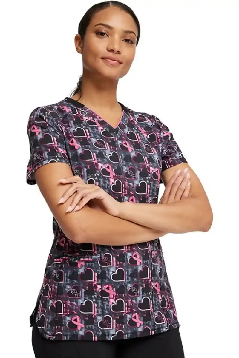 Infinity Women's Print V-neck Scrub Top | Caring Beats