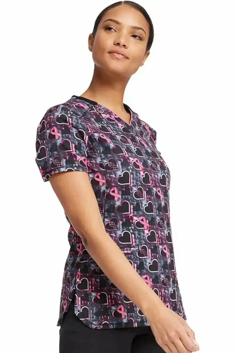 Infinity Women's Print V-neck Scrub Top | Caring Beats