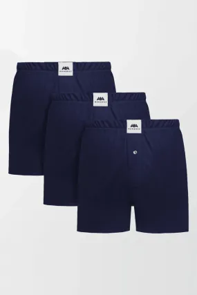 Jersey Boxer Shorts - Navy Blue Pack Of 3