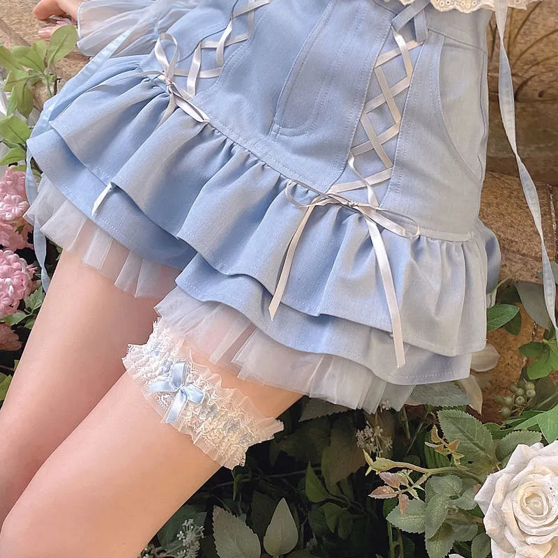 Kawaii Chic: Women's Japanese Lace High-Waist Mini Skirt