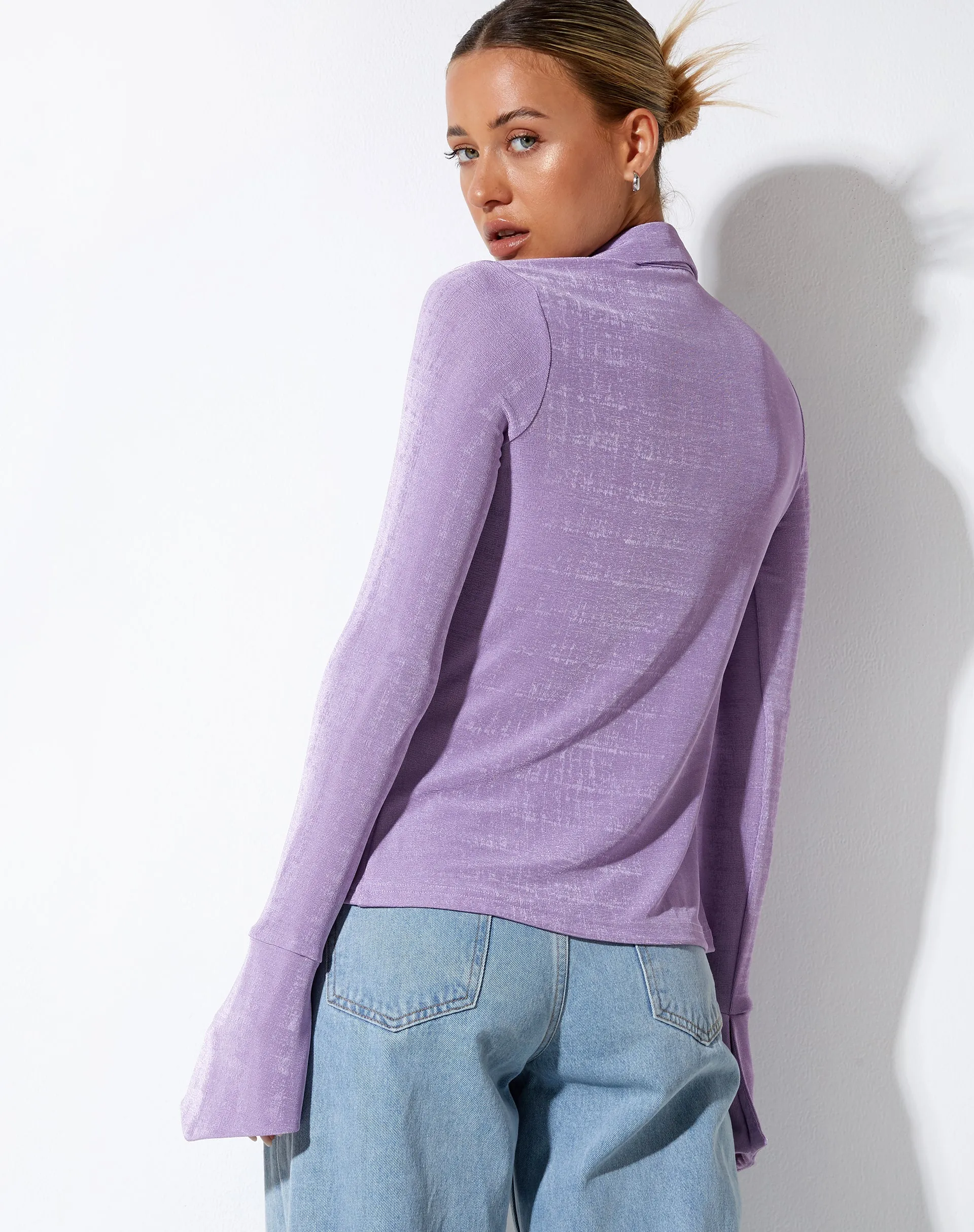 Keani Long Sleeve Shirt in Crepe Lavender