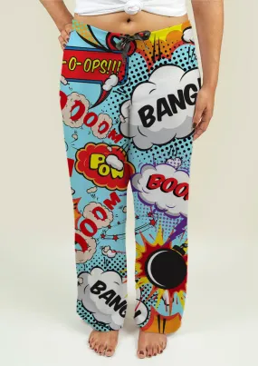 Ladies Pajama Pants with Comic Speech Bubbles