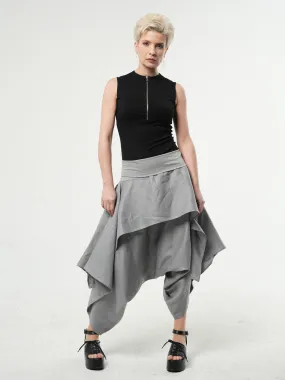 Linen Skirt Pants In Gray