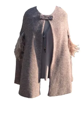 Mantella Di Lana Wool Cape in Mocha