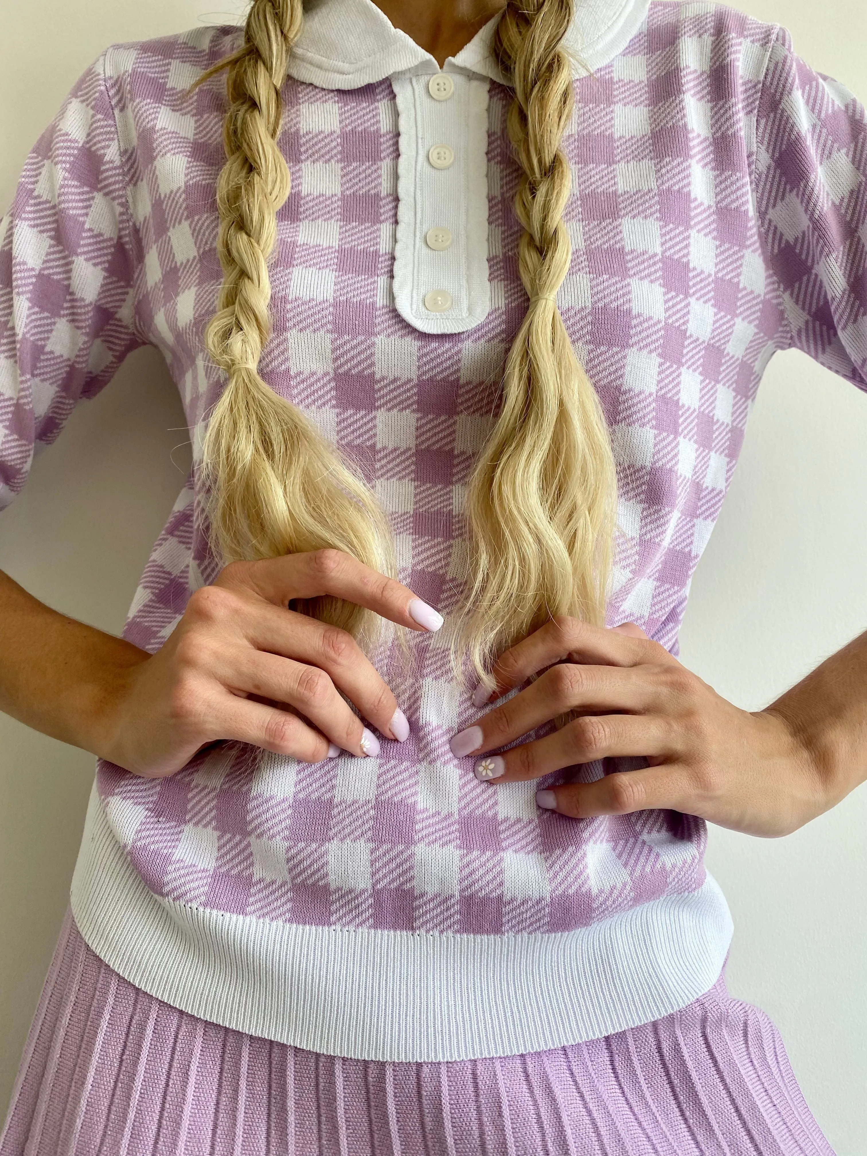 MM LIGHT KNIT POLO T : SUMMER CHECKERED