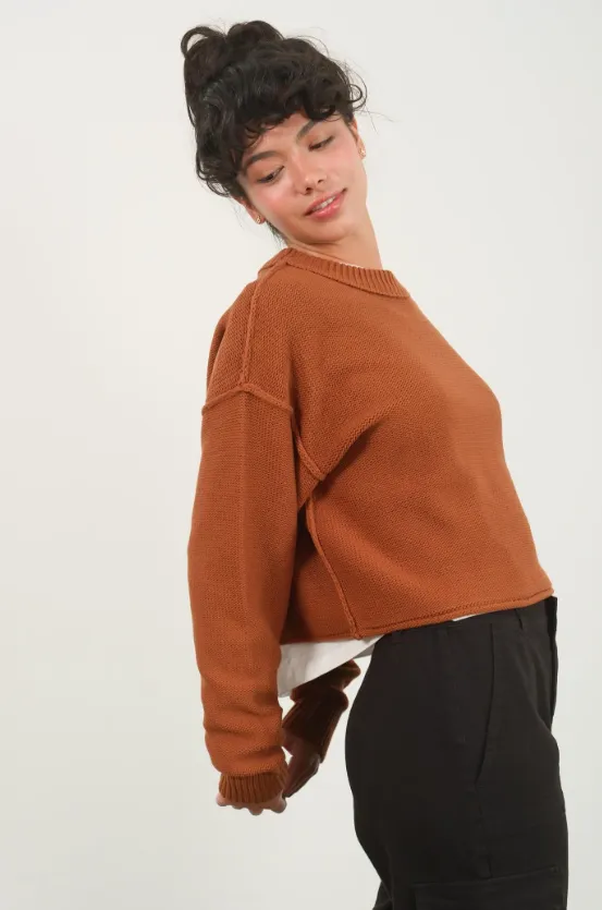 Mya Cropped Oversized Knit Sweater