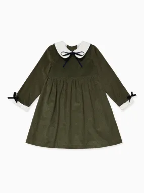 Olive Polka Dot Amira Girl Dress