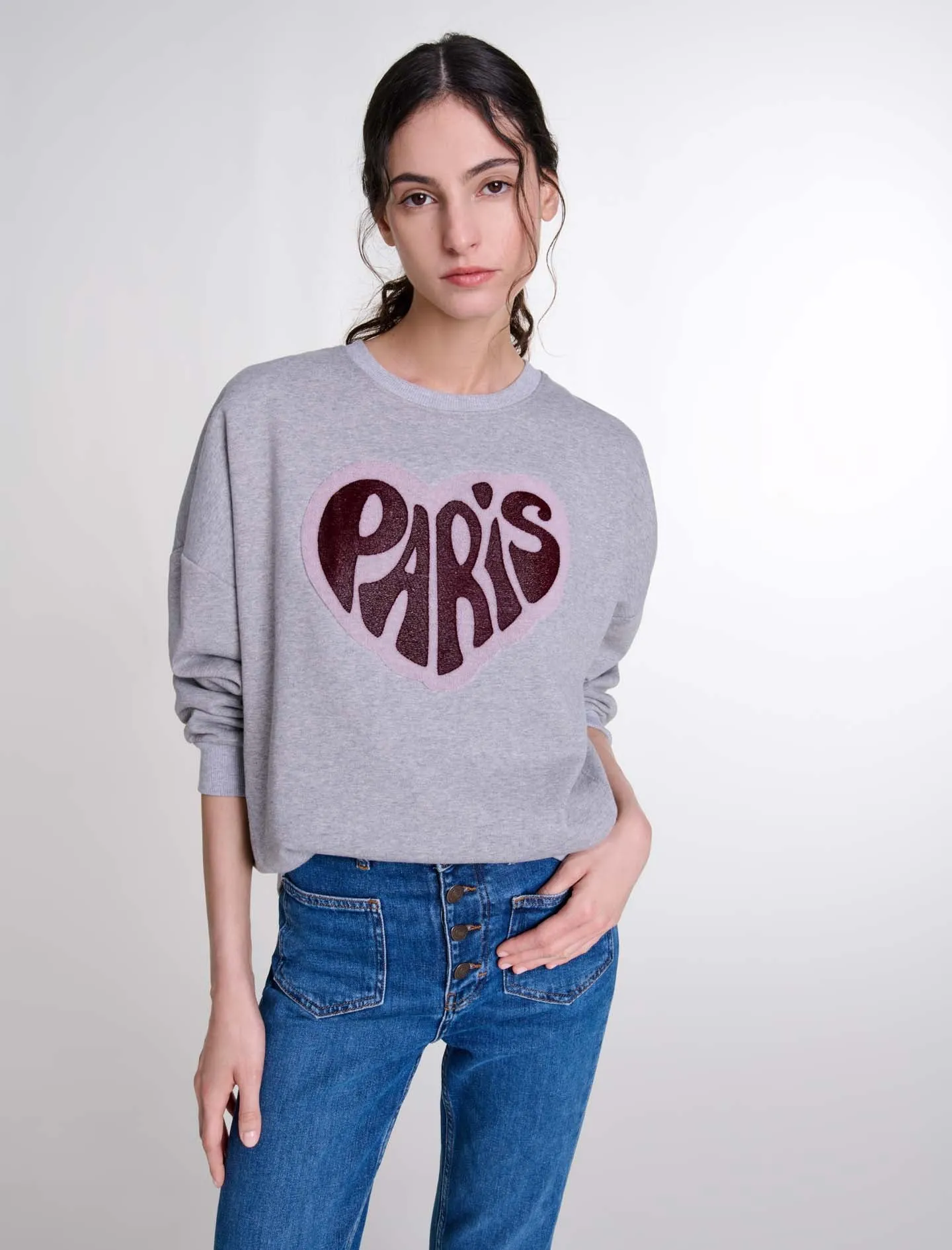 Paris heart patch sweatshirt