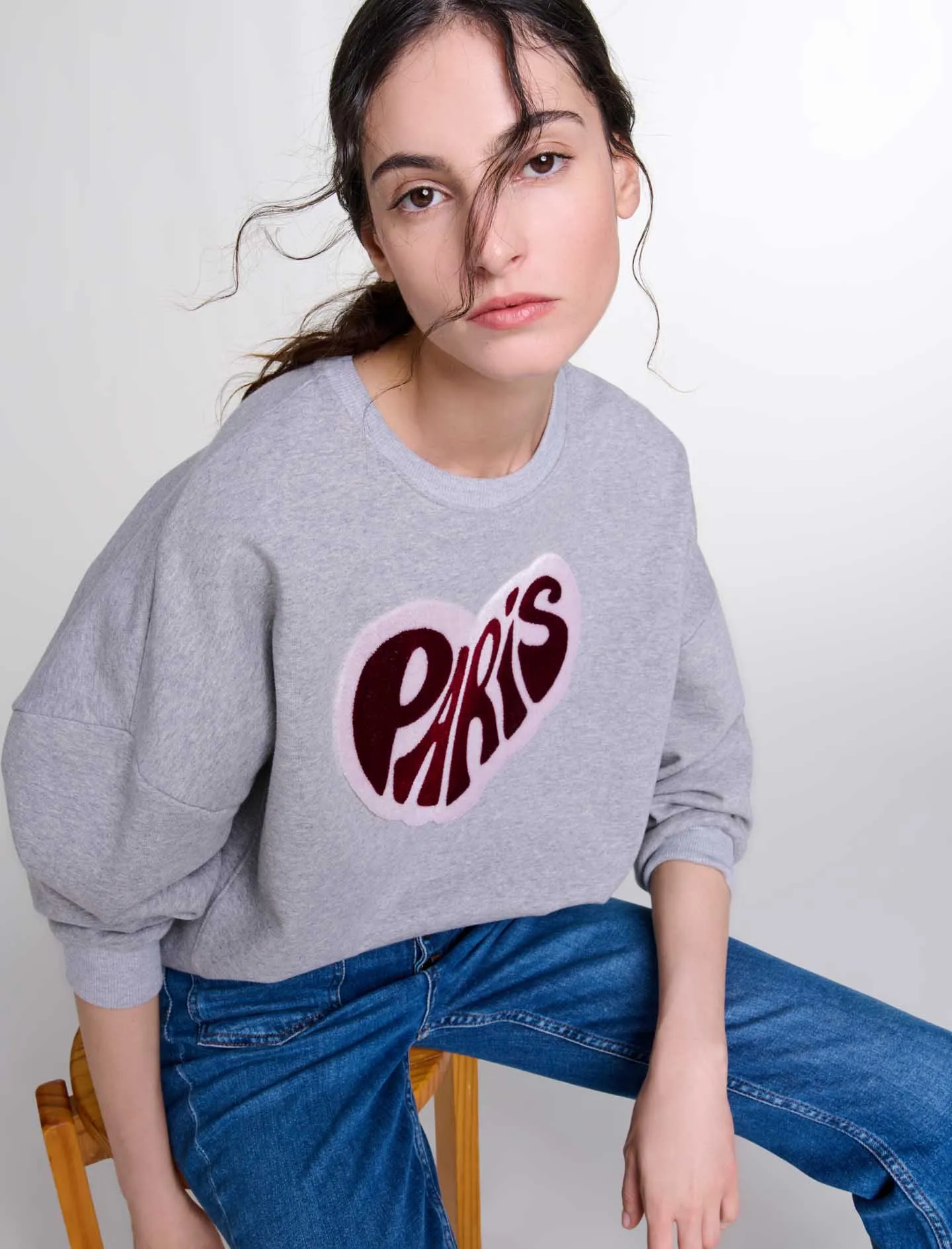 Paris heart patch sweatshirt