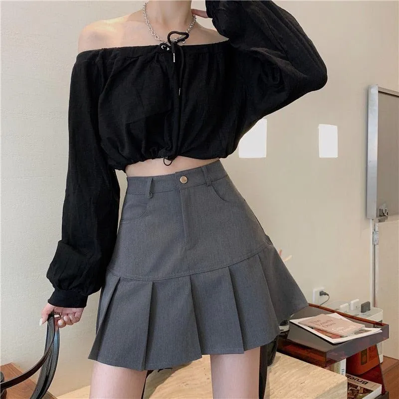 Pleated College Mini Skirt