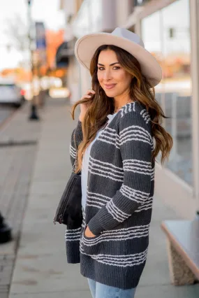 Quad Striped Blocked Knit Cardigan