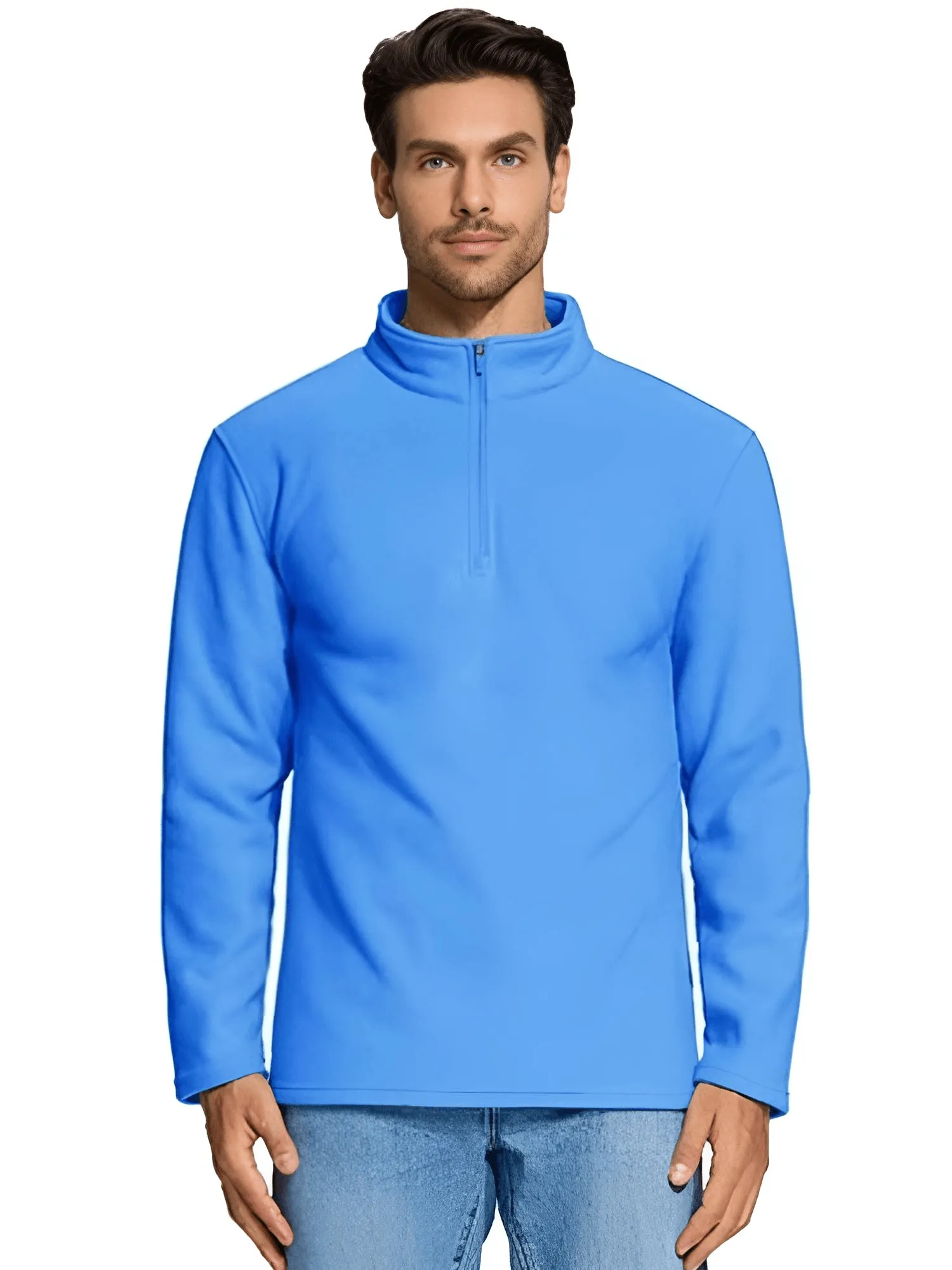 Quarter-Zip Pullover Tops Mens Fleece Sweatshirts