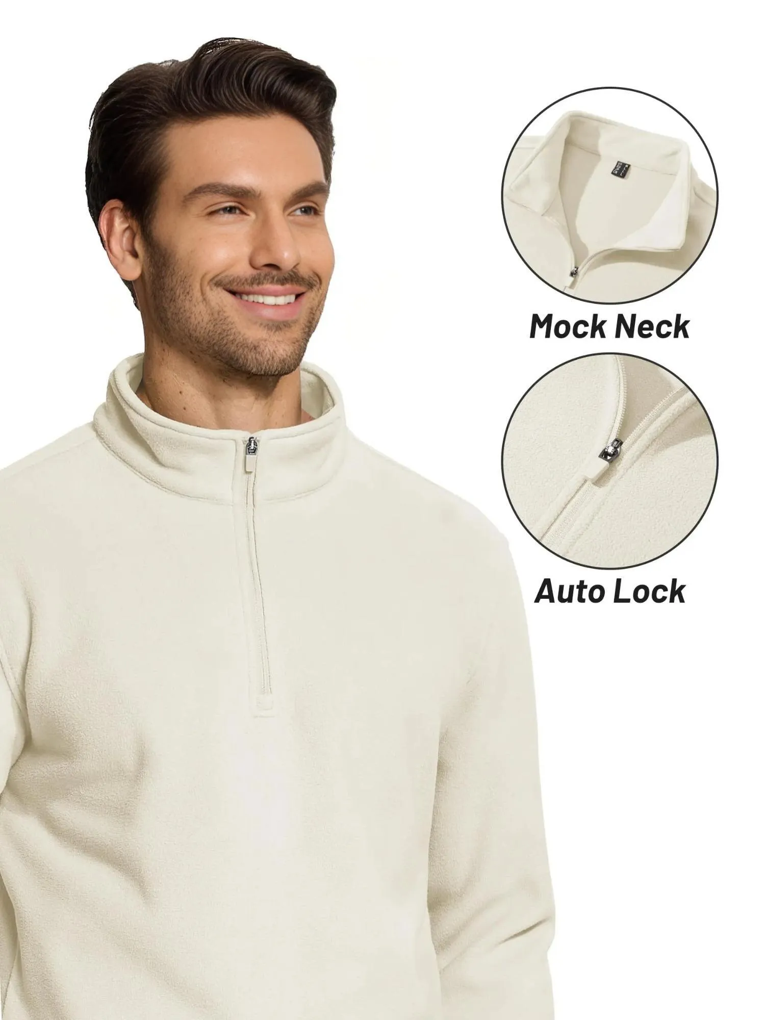 Quarter-Zip Pullover Tops Mens Fleece Sweatshirts