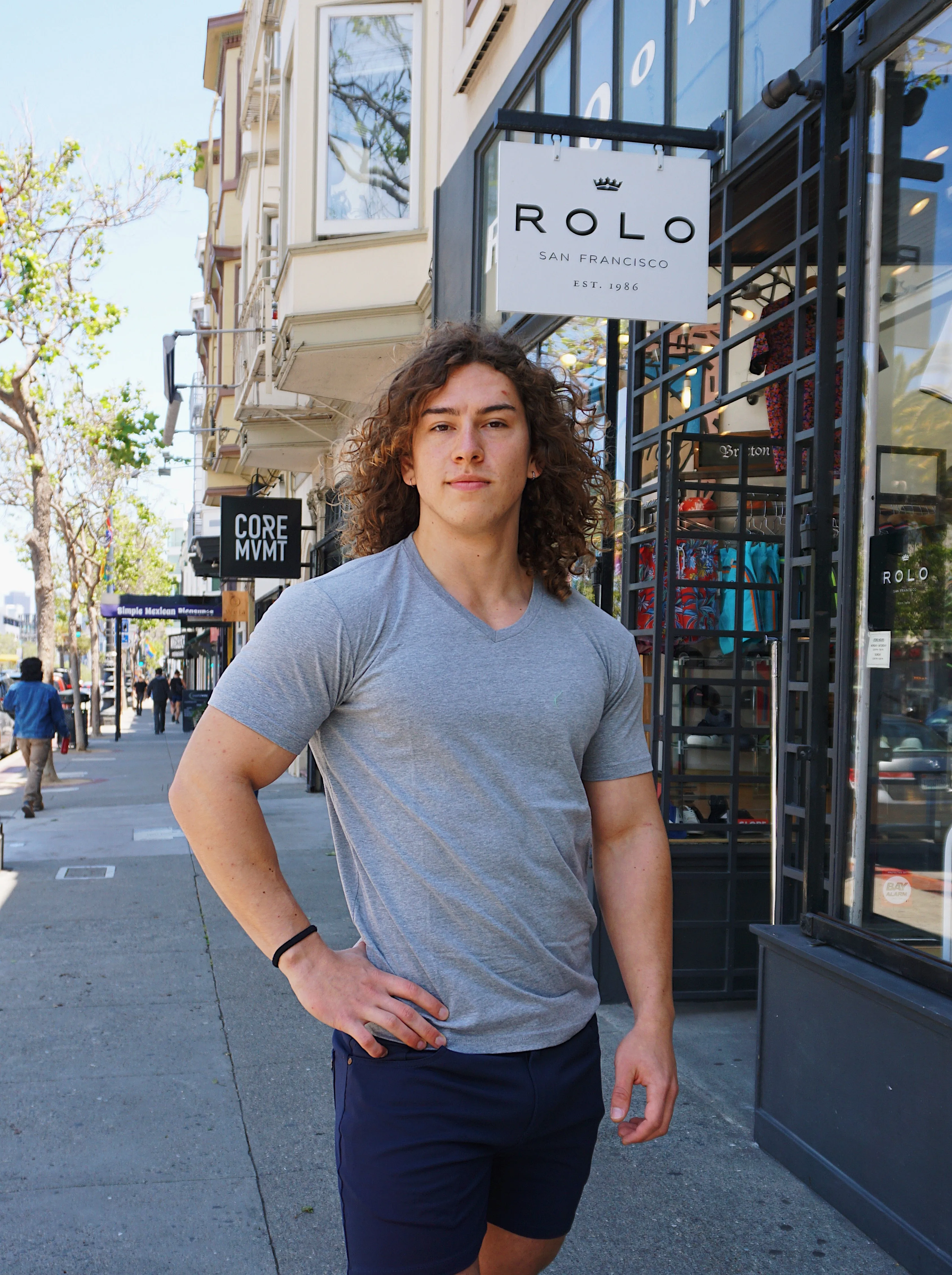 ROLO PREMIUM V-NECK T-SHIRT DARK HEATHER GRAY