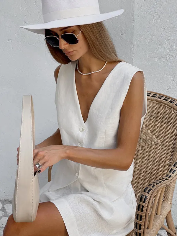 Summer Casual Sleeveless Vest and Shorts  Set