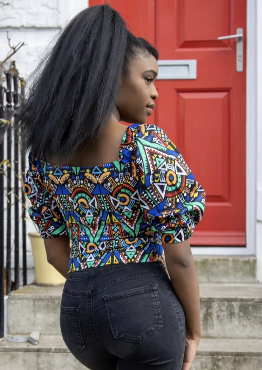 The Bola Off Shoulder Ankara African Print Bardot Top In Blue by Eldimaa Fashion