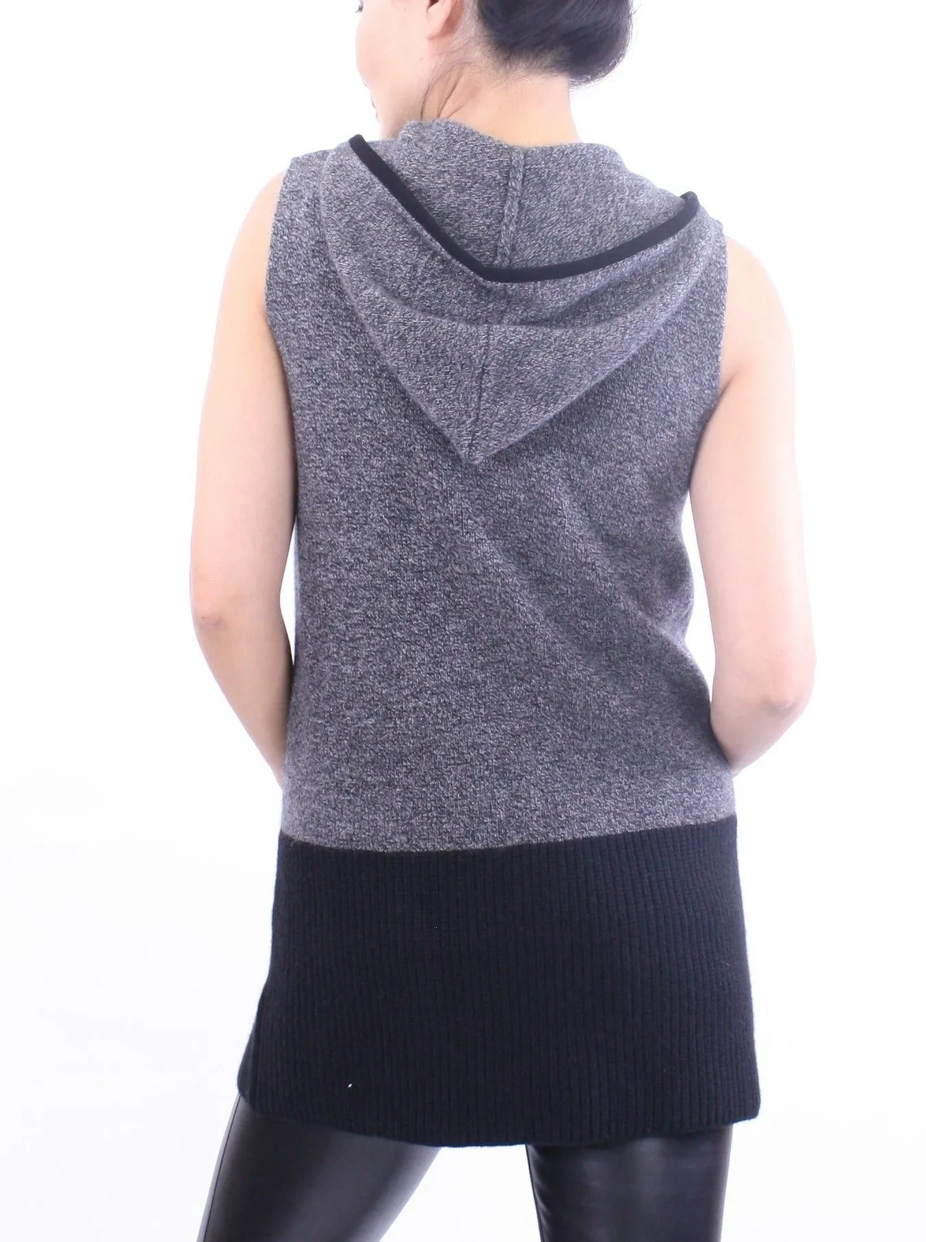 Two Tone Zipped Hoodie Vest