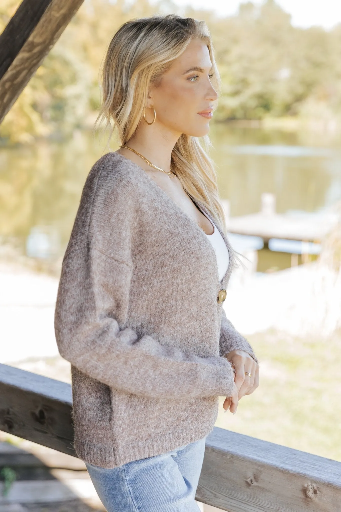 Ultra Brushed Sweater Cardigan - Light Mauve - FINAL SALE