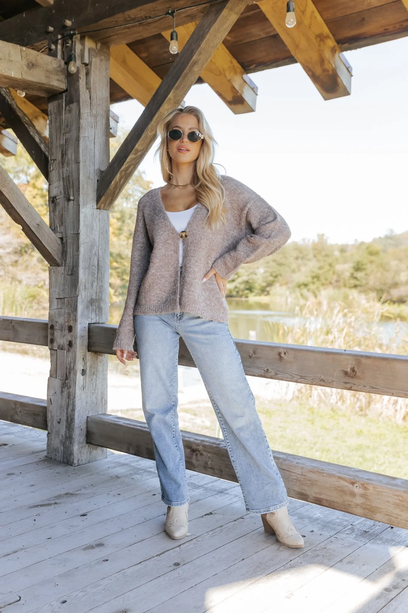 Ultra Brushed Sweater Cardigan - Light Mauve - FINAL SALE